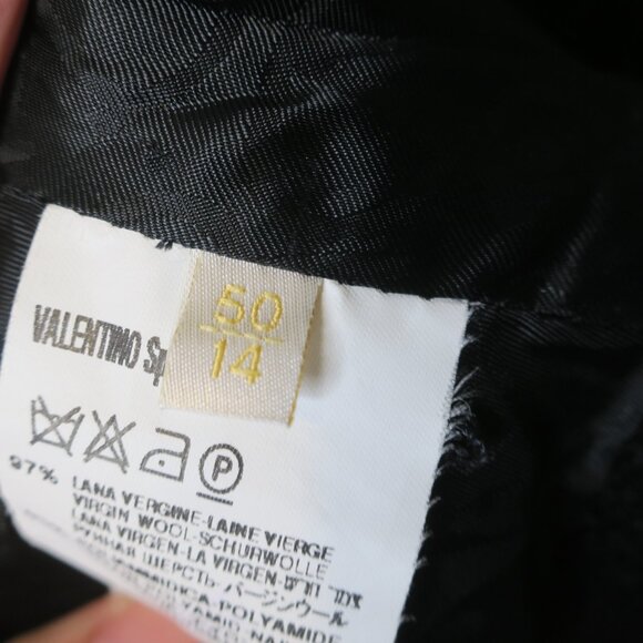 Valentino Roma Black Virgin Wool Blend Textured Blazer Front Tie Womens 50 14 US - Picture 5 of 8